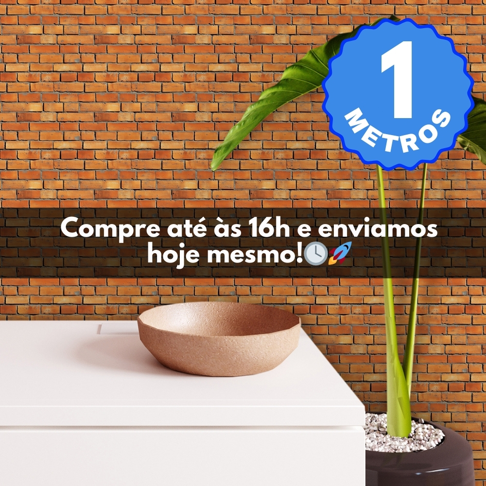Papel de Parede Adesivo Auto Colante Lavável Tijolinho Brick Tijolo Quente Rolo de 1 Metro x 40 CM