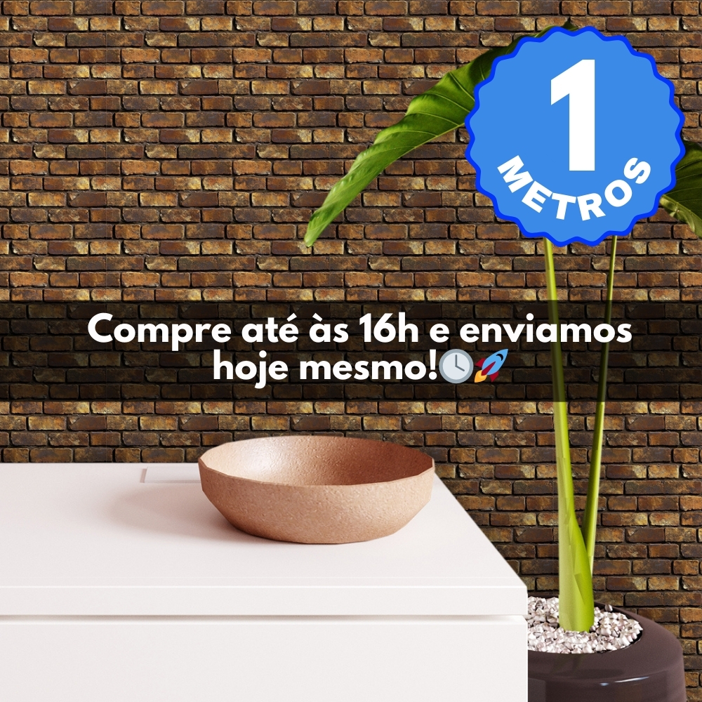 Papel de Parede Adesivo Auto Colante Lavável Tijolinho Brick Tijolinho Cedro Rolo de 1 Metro x 40 CM