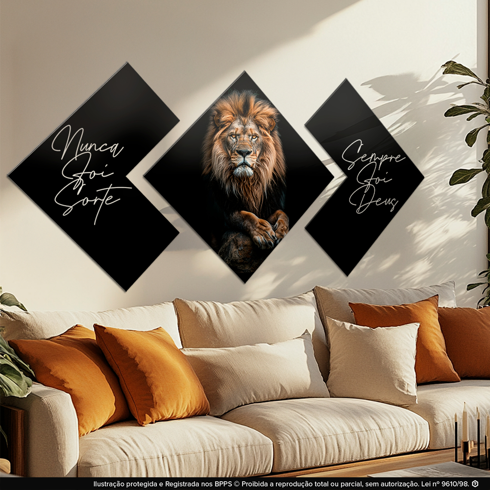 Quadros Decorativos Leão de Judá Nunca Foi Sorte Sempre Foi Deus Mosaico Oriental em Oferta na Shopee