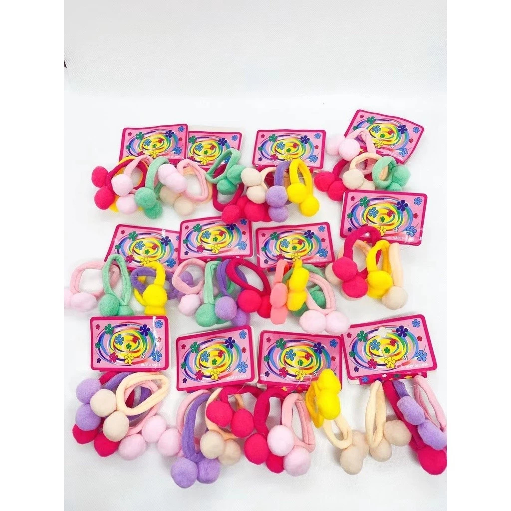 Elástico pom pom,xuxinha, rabicó, para cabelo Com Enfeite 48 Peças