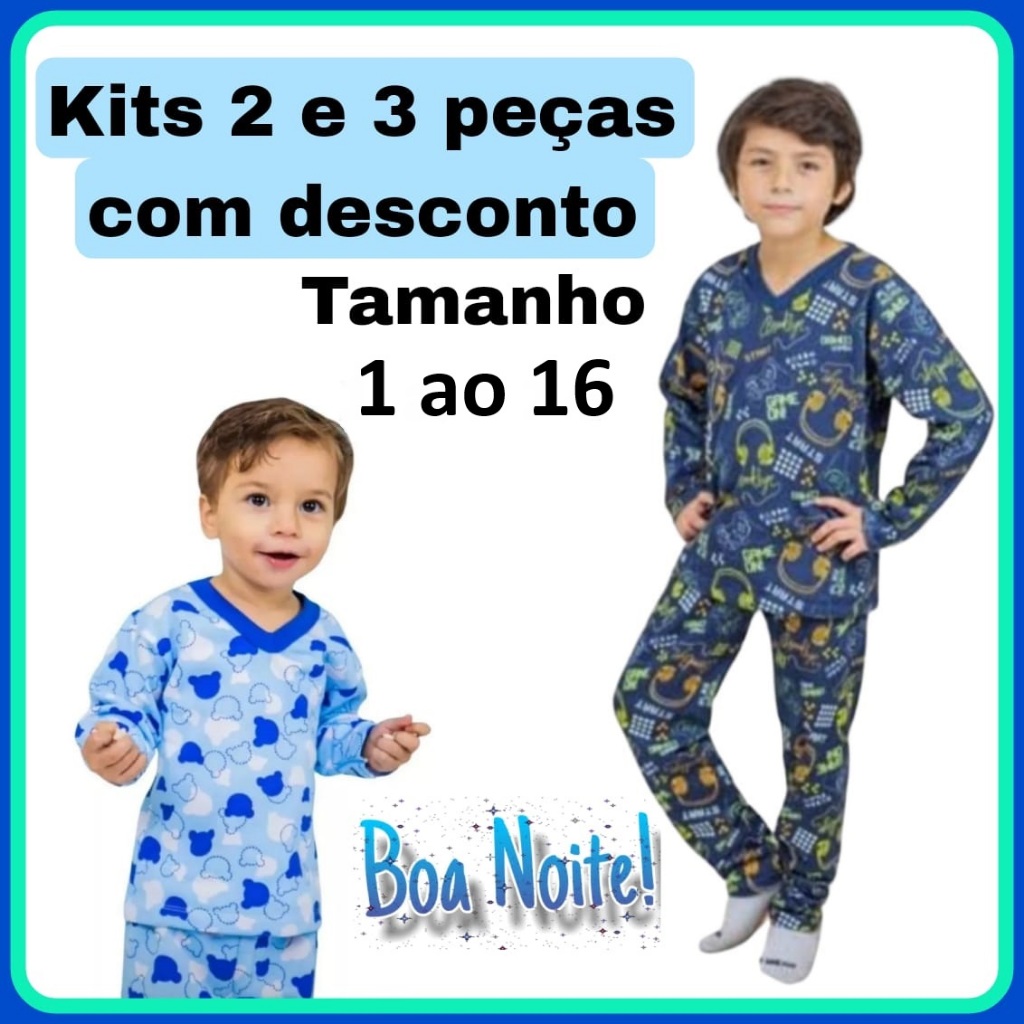 Pijama bebê Moletom Flanelado 1 ao 16  Inverno Menino Moletinho