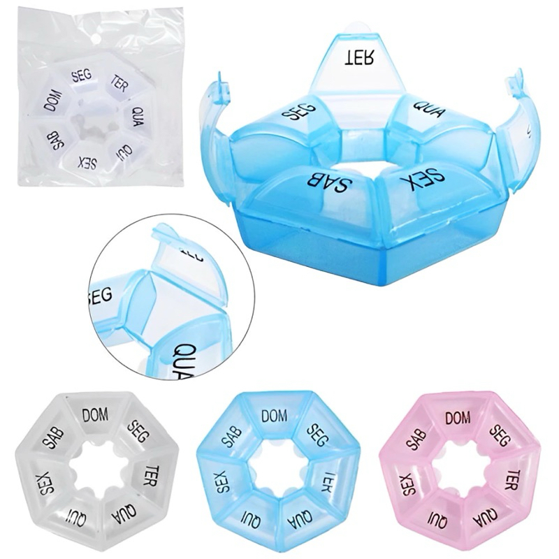 Porta Comprimido Organizador para Remédios Para 07 Dias Segunda a Domingo Com Divisão/ Noite e Dia em Oferta na Shopee