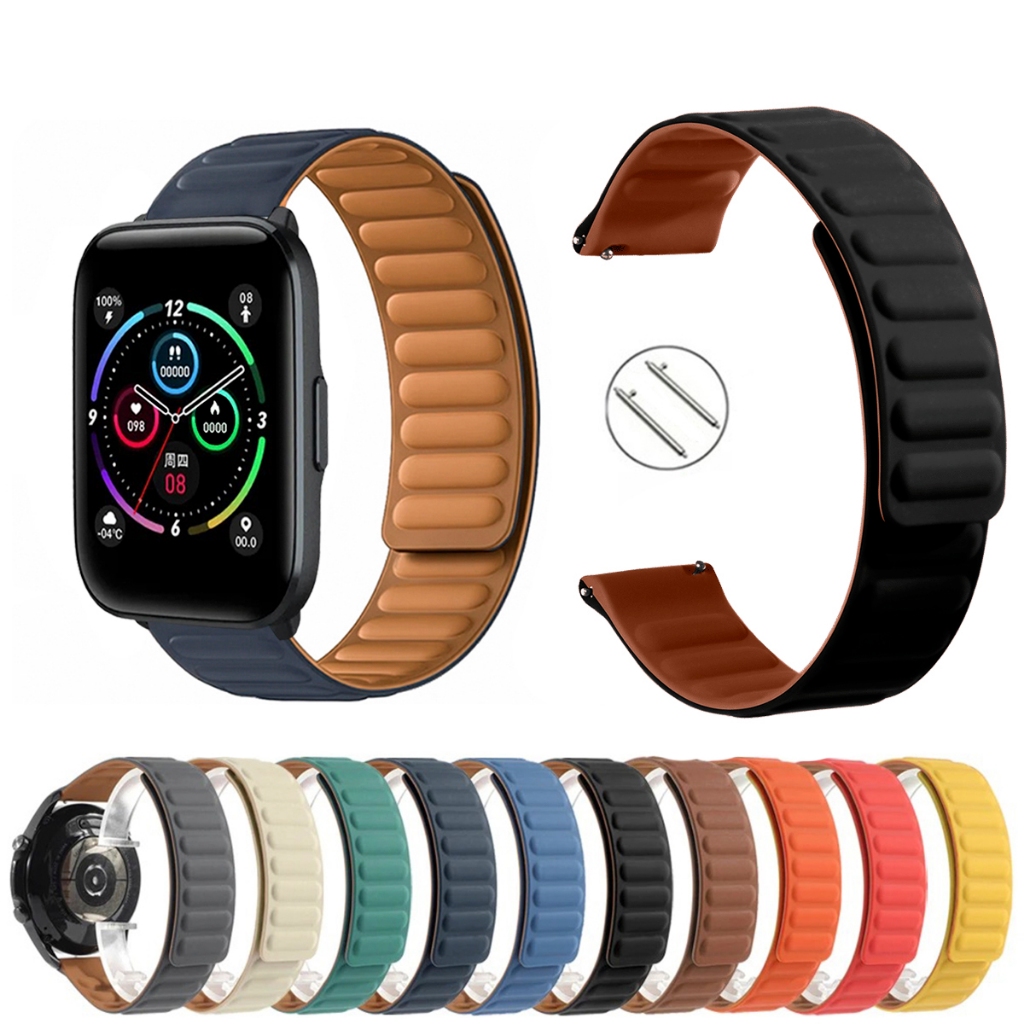 Pulseira 20mm Silicone Elos Imã Magnética para Smartwatch Mibro C2 de Engate Rapido