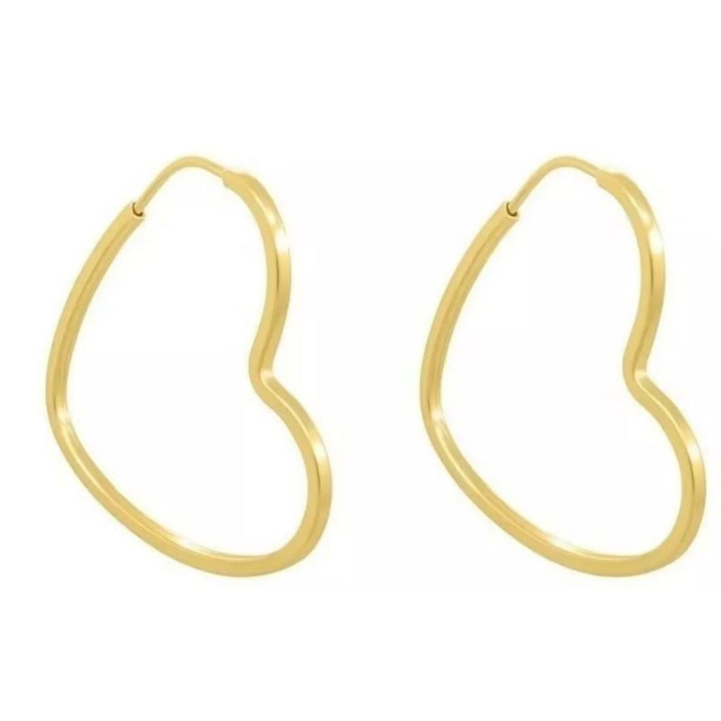 Brinco Ouro 18k Argola Coração 0.40 gramas em Oferta na Shopee