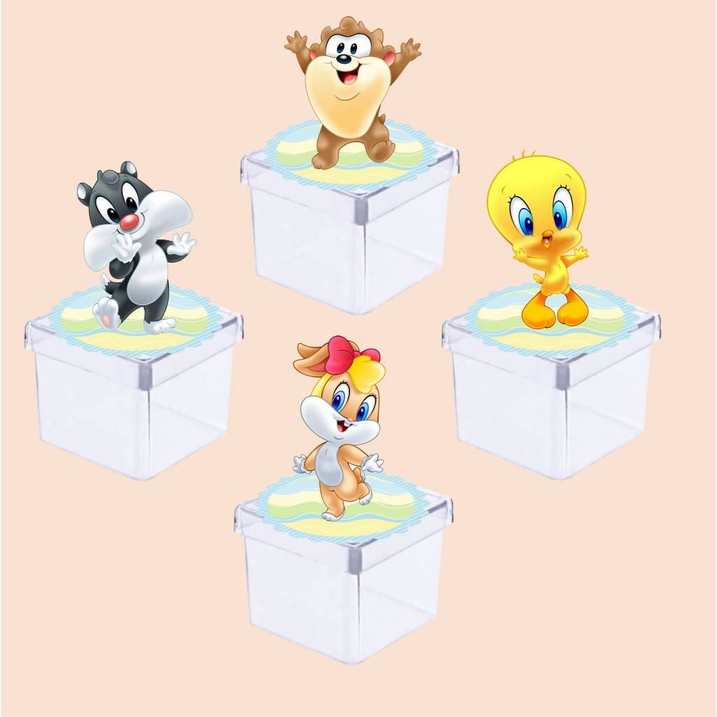 Apliques 3D Baby Looney Tunes para Caixinha de Acrílico ou Latinha 5x5 cm - Lembrancinhas - Caixinhas Personalizadas