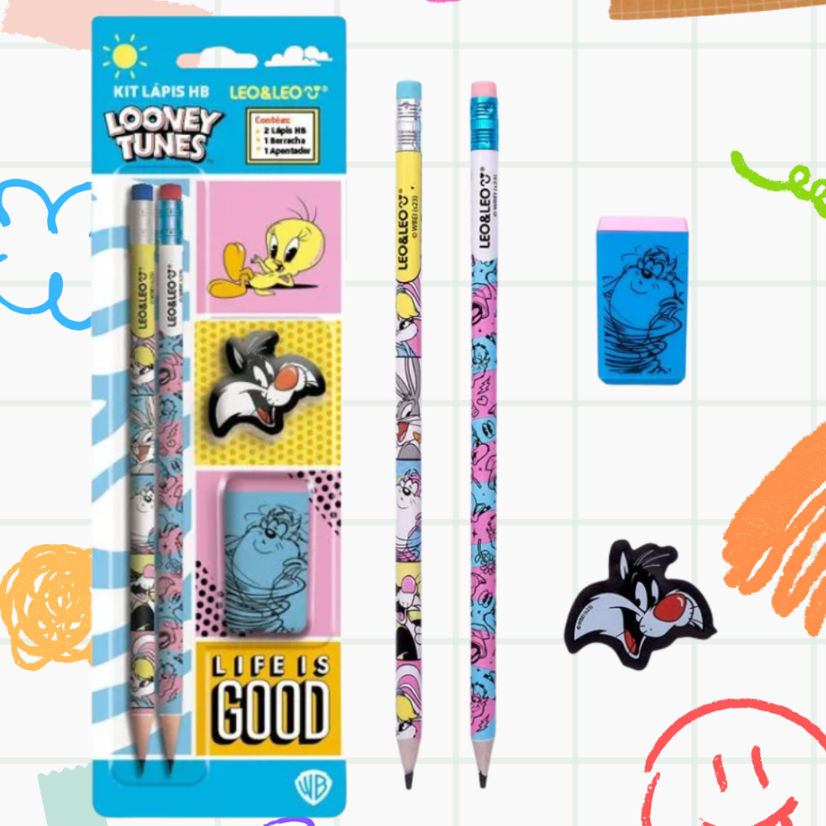 Material Escolar 2 Lapis + Apontador + Borracha Brinde Professor Kit Escolar Fofo Dino Hello Kitty em Oferta na Shopee