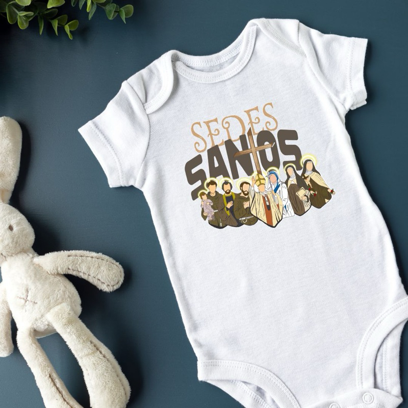 Body Bebê Católico Sede Santos Mêsversário São João Paulo II São José Santa Teresinha Santa Rita Madre Teresa