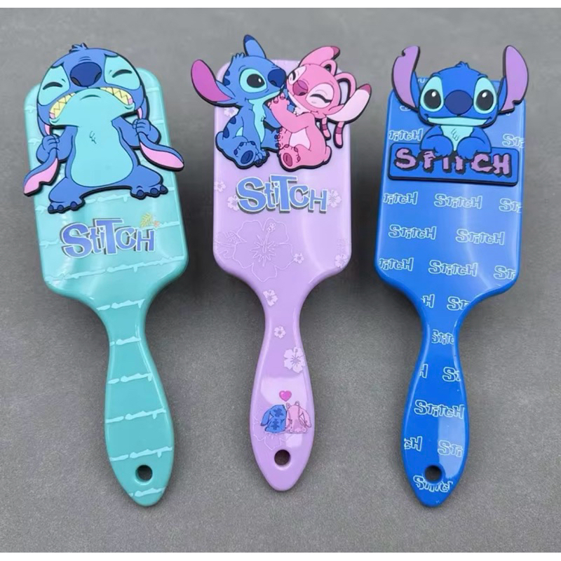 Escova de cabelo Stitch cerdas macias adulto e infantil Lilo Stich Angel Disney Desenho Criança Cabelo Pente Stit Azul — imagem 2 de 2