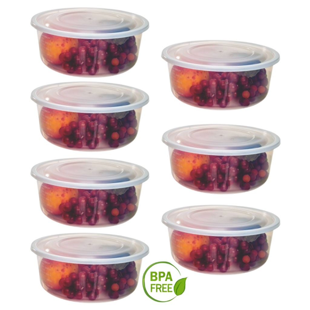 Kit 7 Potes REDONDO Transparente 1300ml com Tampa BPA FREE Pote GRANDE Freezer Microondas Lava-Louça em Oferta na Shopee