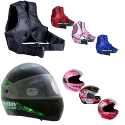 Capacete Infantil Ou Colete De Segurança Para Moto Tamanho 54 Criança Rosa Vermelho Preto