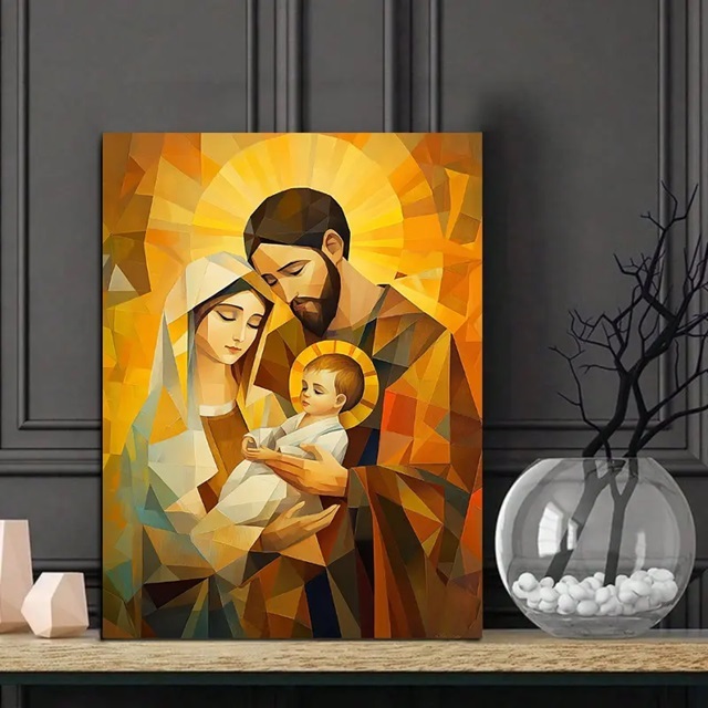 Quadro Decorativo Sagrada Família Moderna– Arte Religiosa Católica para Sala e Quarto