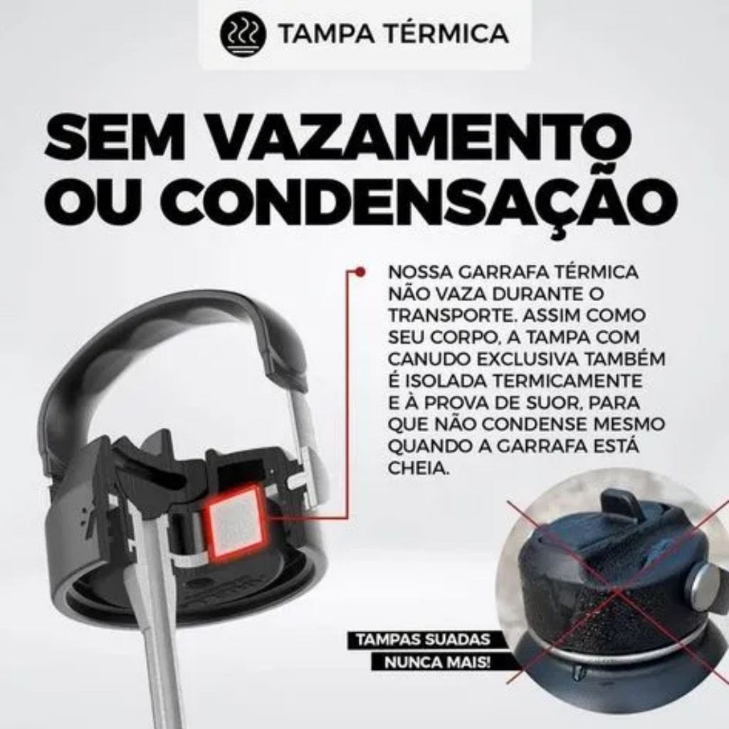 Detalhes do Garrafa Térmica Vácuo Straw Flask Arell 650ml Flamengo CRF