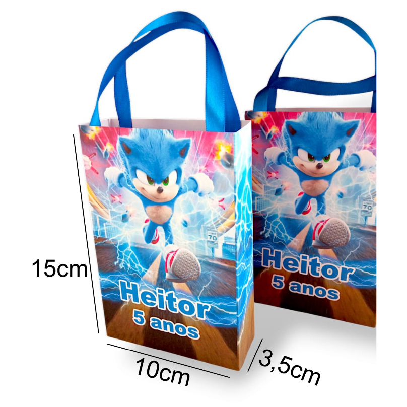 Kit 40/30/20/10 Sacolinha Surpresa Personalizada Tema Sonic saquinho surpresa já vão montadas
