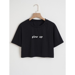 T-shirt Blusinha Folgadinha Cropped Algodão Treino Academia Glow Up em Oferta na Shopee
