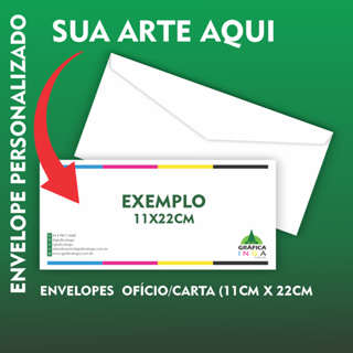 Envelope Personalizado Ofício/Carta - Arte Grátis - Papel Offset 90g. Colorido com Logo Marca em Oferta na Shopee