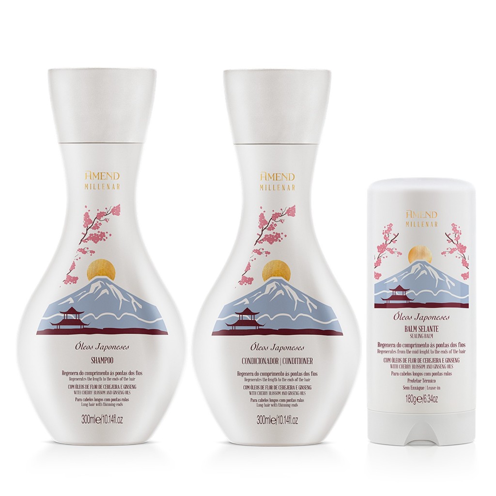 Amend Millenar KIT Óleos Japoneses Shampoo e Condicionador 300ml + Balm Selante 180g - Beauty