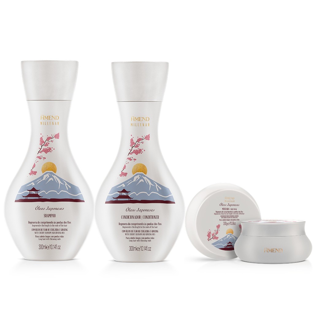 Amend Millenar KIT Óleos Japoneses Shampoo e Condicionador 300ml + Máscara 300g em Oferta na Shopee