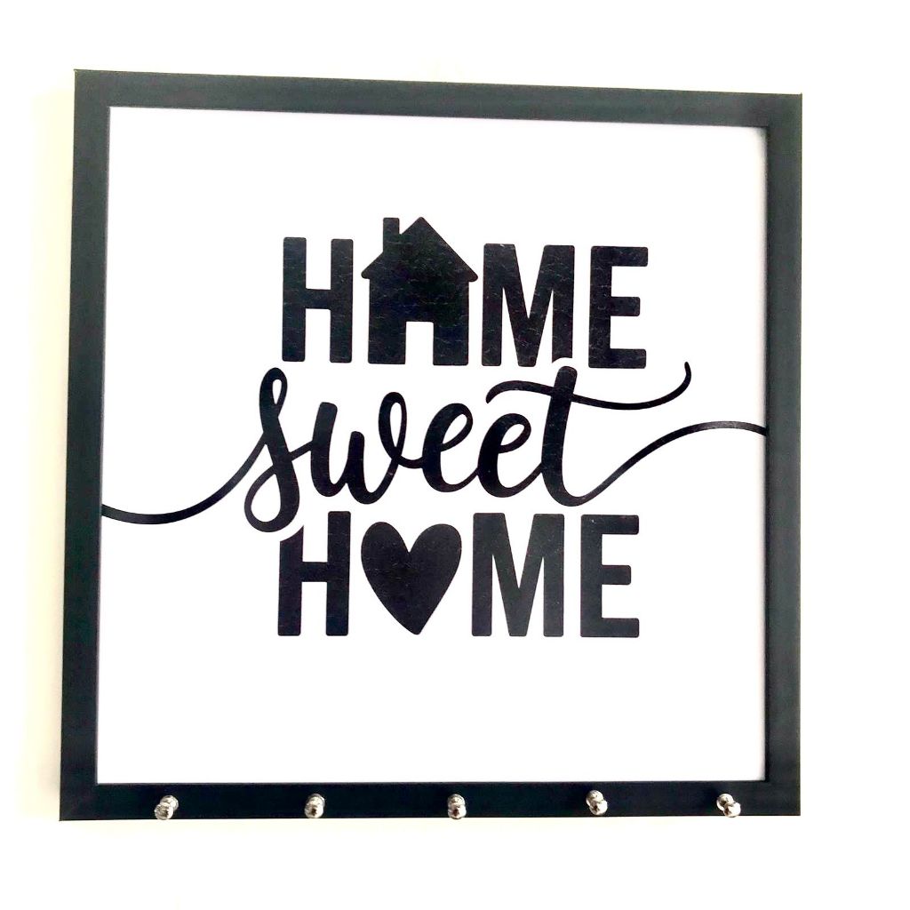 Quadro decorativo cobre caixa de luz PORTA CHAVES com moldura 43x43 HOME SWEET sala/quarto/cozinha/decoração ´CASINHA`