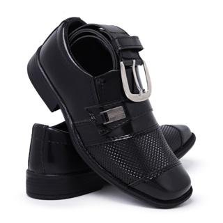 Sapato Social Infantil Masculino Verniz Preto com Cinto – Ideal para Batizado Formatura Pajem Igreja em Oferta na Shopee