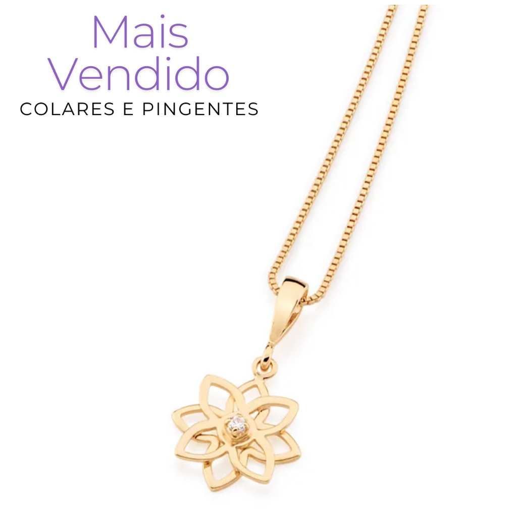 Cordão Rommanel Com Pingente Flor Presente Feminino Banhado A Ouro 18k