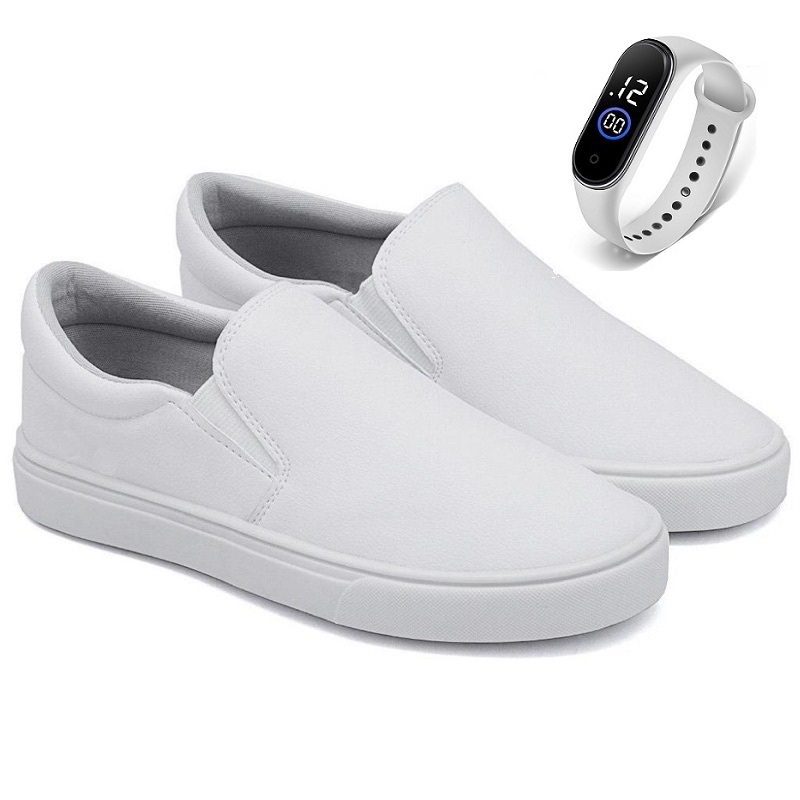 Tênis Iate Slip On Calce Fácil Hype Shoes - Enfermagem - Médico - Dentista - Veterinário + Relógio