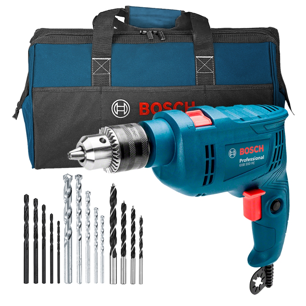 Furadeira de Impacto GSB 550 RE Bosch com Bolsa e Brocas em Oferta na Shopee
