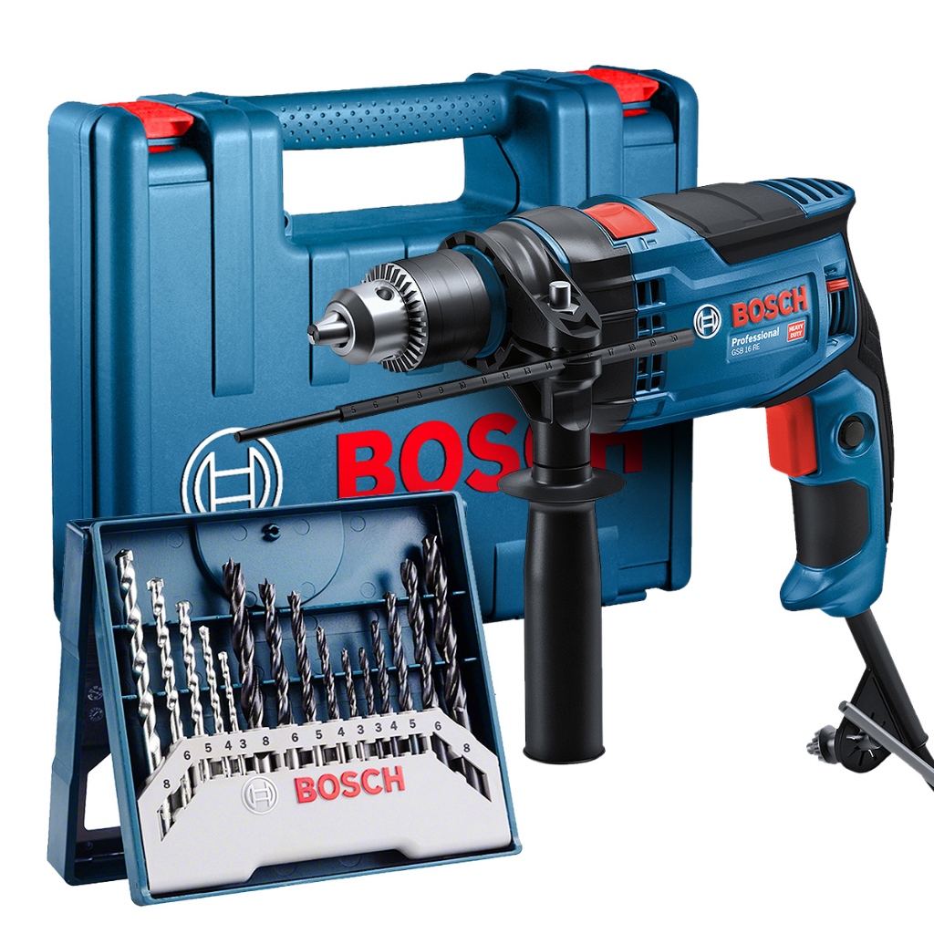 Furadeira de Impacto GSB 16 RE Bosch 850W com Jogo de Brocas em Oferta na Shopee