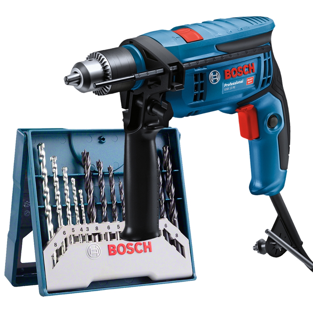 Furadeira de Impacto GSB 13 RE Bosch 750W + Jogo de Brocas - Home & Living