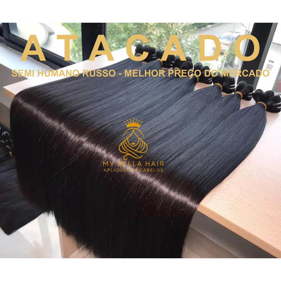Cabelo Semi Humano Russo no Atacado Cabelo Atacado 500grs 50cm em Tela