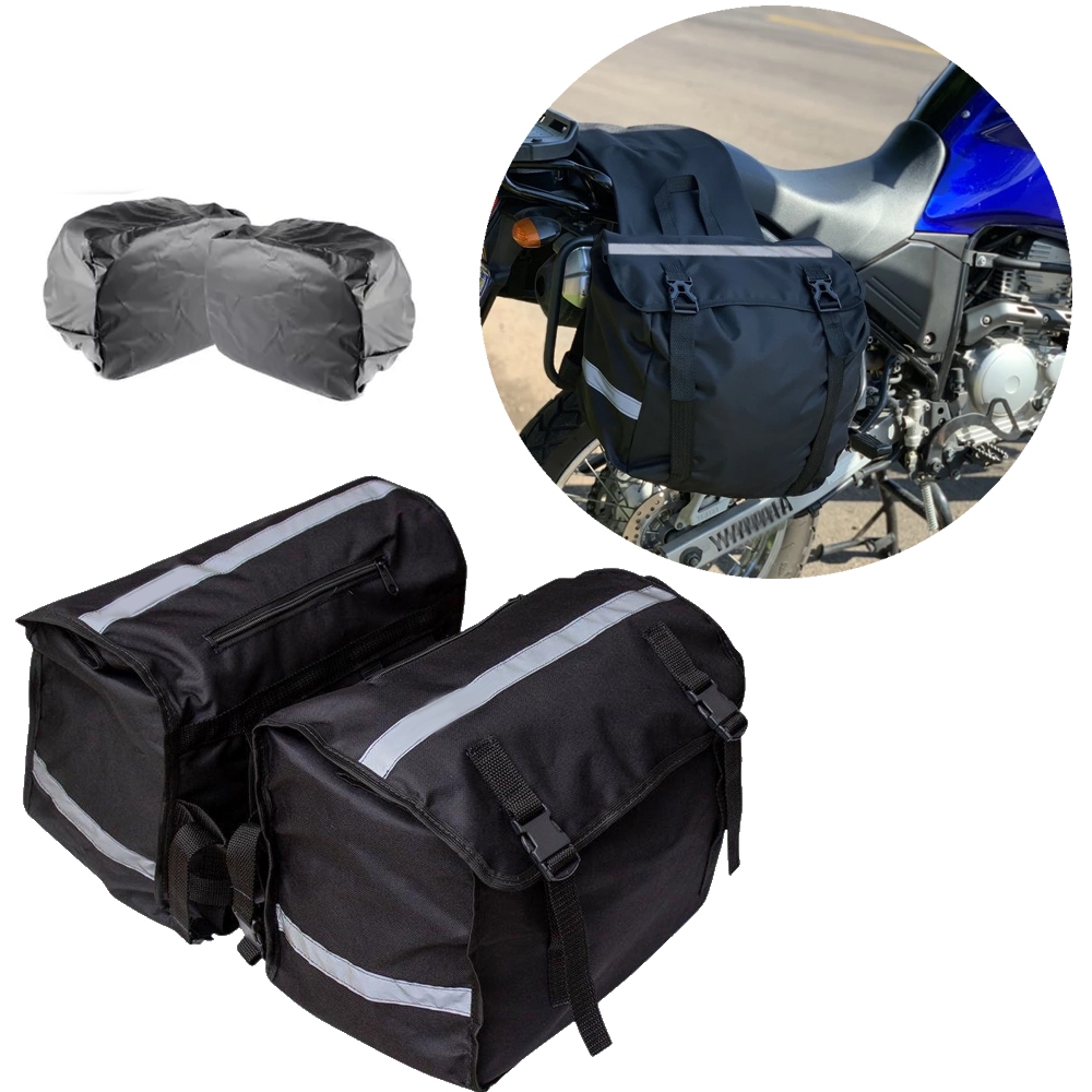 Bolsa Alforge Lateral 60l Novo Para Moto + Gratis Capa Chuva Reforçada