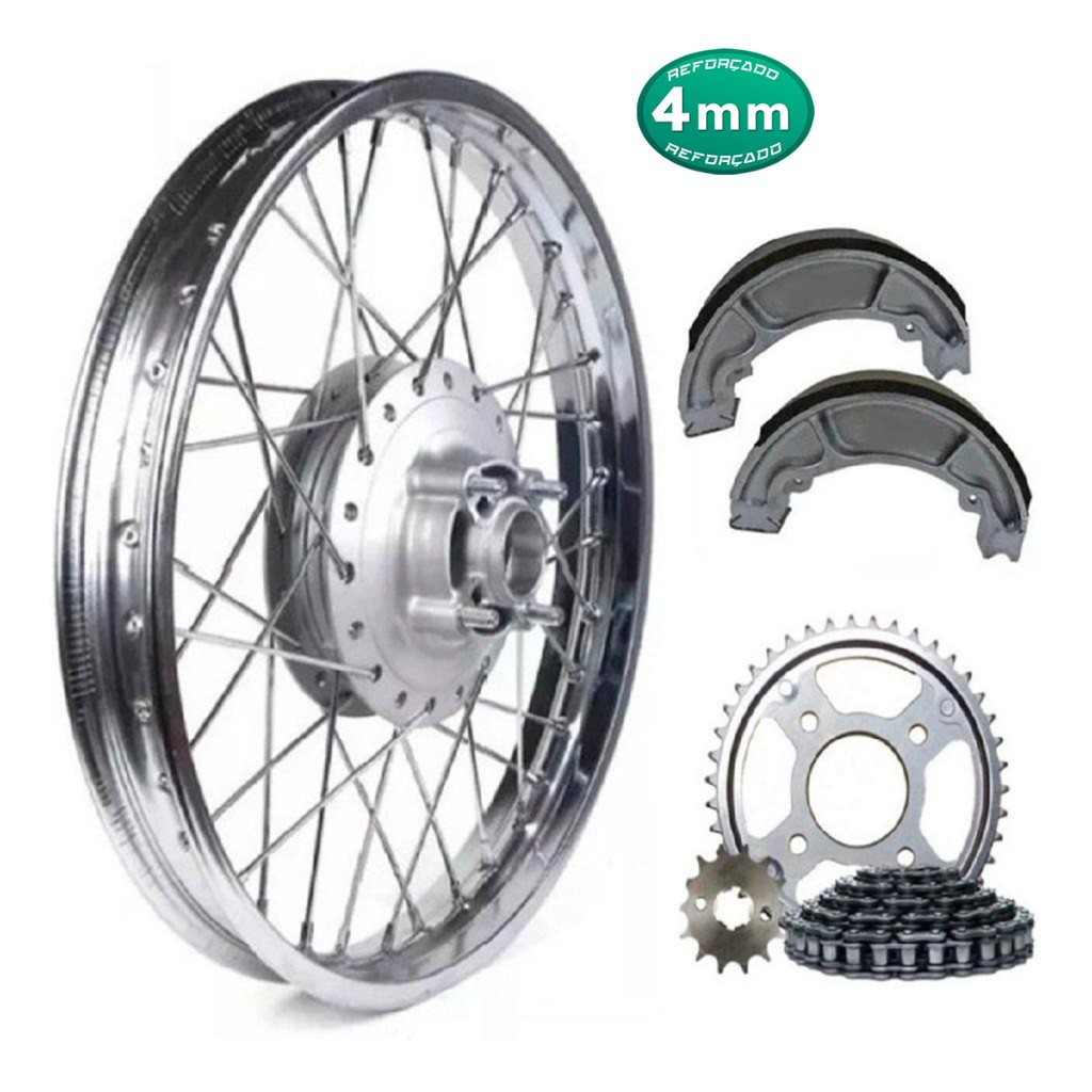 Roda Traseira Fan 125 09 Á 22 Raio 4mm Alinhada Com Relação e Lona