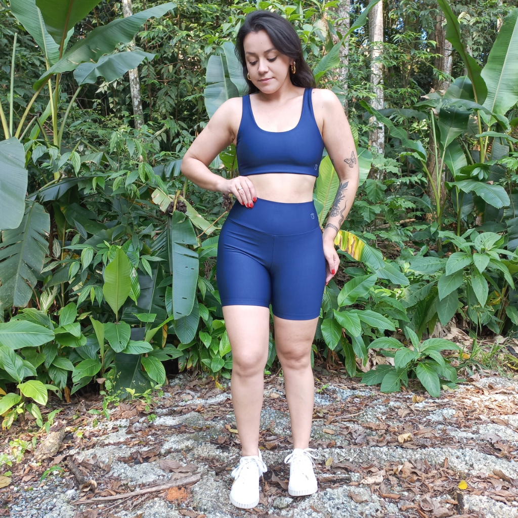 Bermuda Legging Feminino Academia Dia A Dia Não Transparente Preto e Marinho