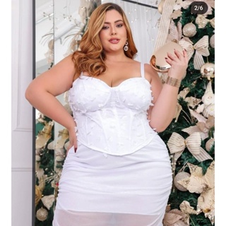 croppeed tule nula manga ou corset borboleta plus size em Oferta na Shopee