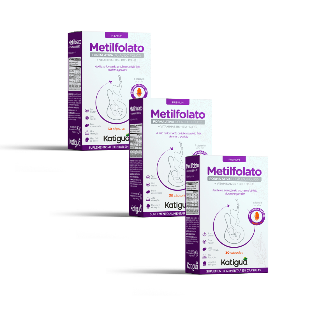 Kit 1, 2 ou 3 unidades Metilfolato Original + Vitaminas 420mg 30Caps katiguá
