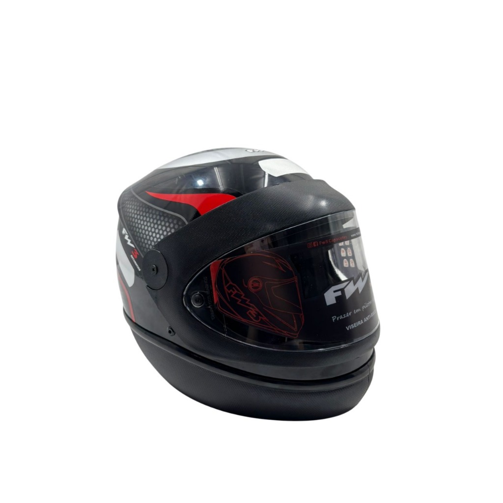 Capacete Fw3 Automático Fechado Motoboy Vermelho