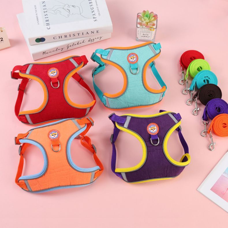 Coleira Para Cachorro Gato Peitoral, Conjunto De Guia + Coleira Tipo Colete Para Pet Pequenos E Médios