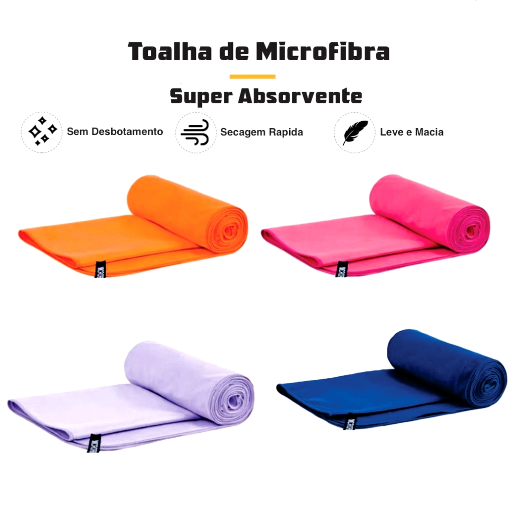 Toalha Microfibra G Natação Secagem Rápida Piscina Multiuso 130x80cm com Alça de Elastico na Lateral