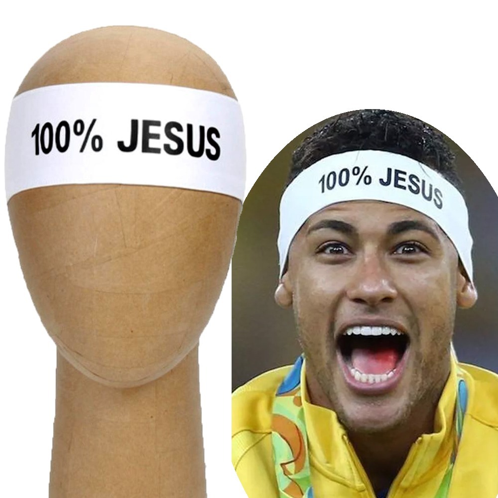 2 FAIXAS DE CABELO 100% JESUS FAIXA OU BANDANA BRANCA ESTILO NEYMAR CAMISA 10 DO SANTOS