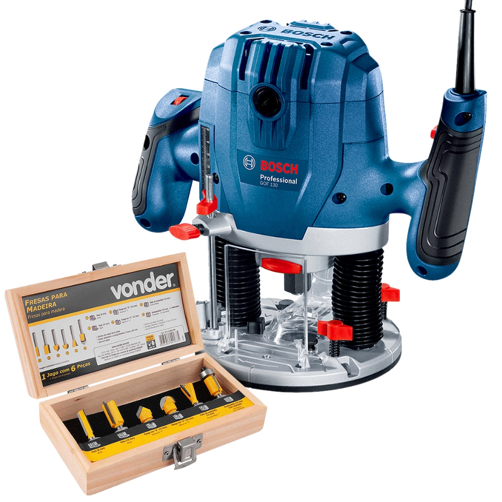 Tupia GOF 130 Bosch 1300W com 6 Fresas Vonder