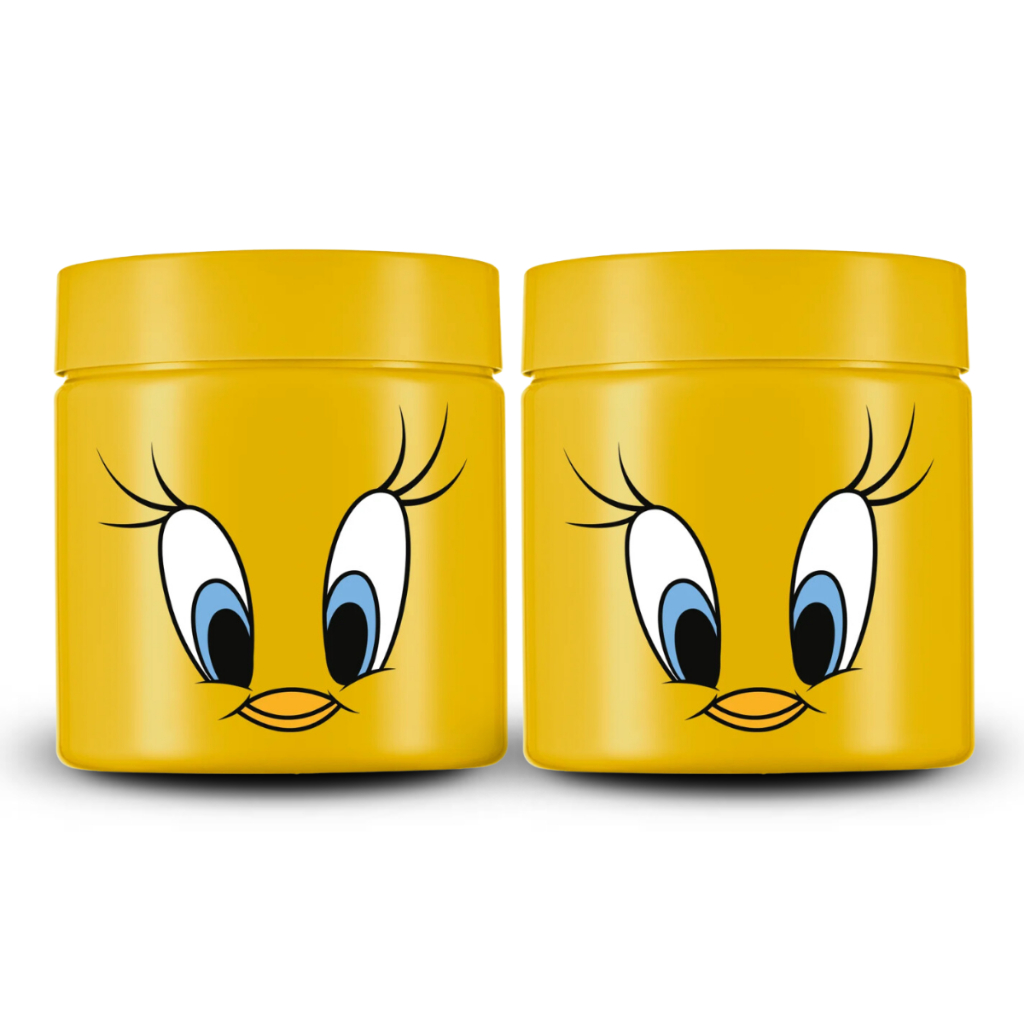 Kit 2 Potes Para Lancheira Piu Piu Pote 550ml Lancheira Amarelo Infantil Escola Personagem Escolar