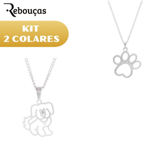2 Pçs Colar Feminino Aço Inox Cachorro + Corrente Feminina Patinha Cachorro Gato Corrente 45 cm em Oferta na Shopee