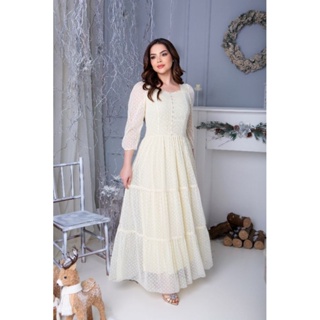 Vestido Longo Elegante em Tule com Guipir Manga 3/4 para Festas Casamento Civil Madrinha dress em Oferta na Shopee