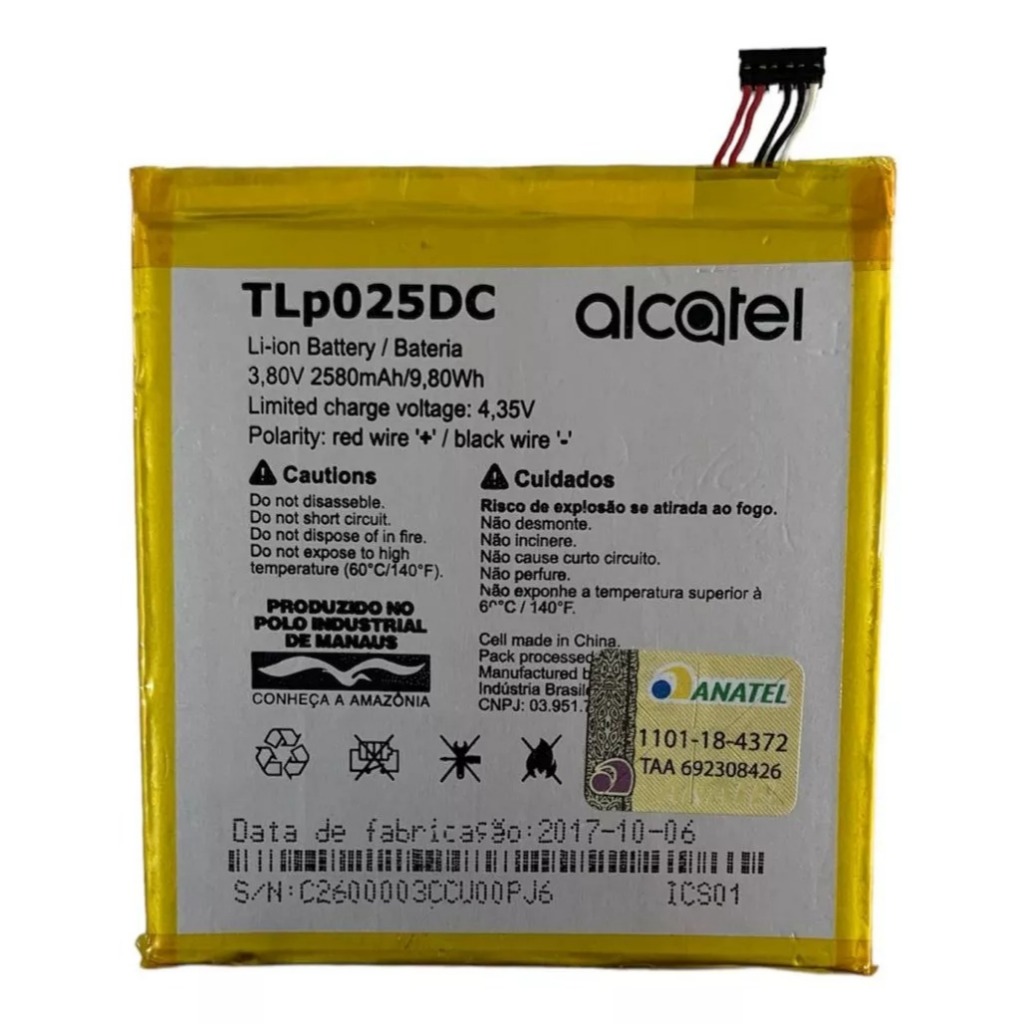 Ba-teria Modelo Tlp025dc Envio Hoje Para Alcatel Pixi 4 (0.6) 8050E