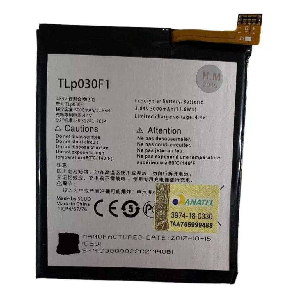 Ba-teria Nova Modelo Tlp030f1 Compatível Alcatel Idol 4S 6070K