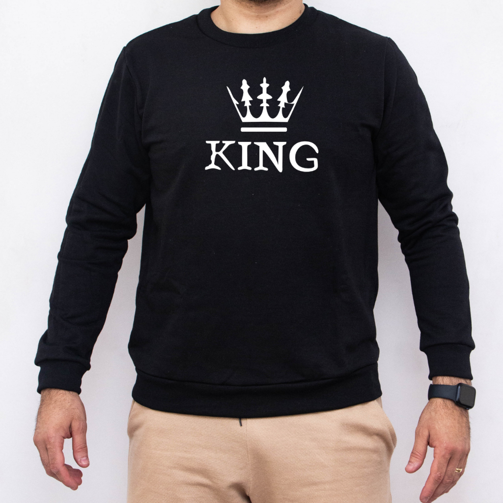 Moletom Careca estampado KING Unissex Streetwear Masculino e Feminino Flanelado   Blusa sem capuz