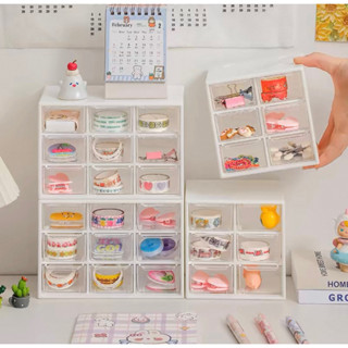 Mini Gaveteiro 6 / 9 Gavetas Organizador Transparente Para Joias Papelaria Maquiagem Miçangas Multiuso Armário Rosa em Oferta na Shopee