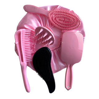 Kit 5 Escovas Flex/ Raquete Fashion /Polvo/Escova Mágica /Massageador Silicone e Touca de Cetim em Oferta na Shopee