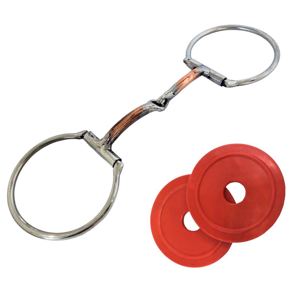 Bridão Freio Argola Inox Cavalo Bocal Cobre Com Protetor De Borracha Promoção