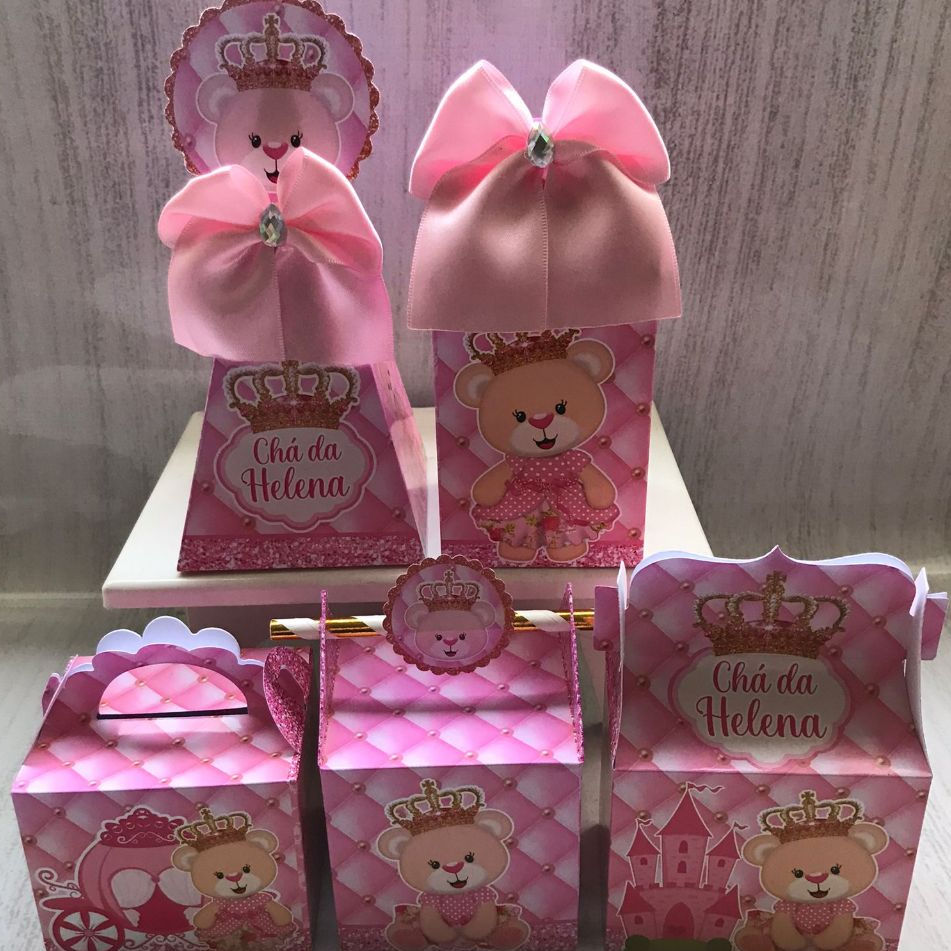 PEGUE E MONTE - Kit Festa Personalizados  URSINHA PRINCESA /Lembrancinhas para festa Infantil  /chá de bebê Lembrancinha