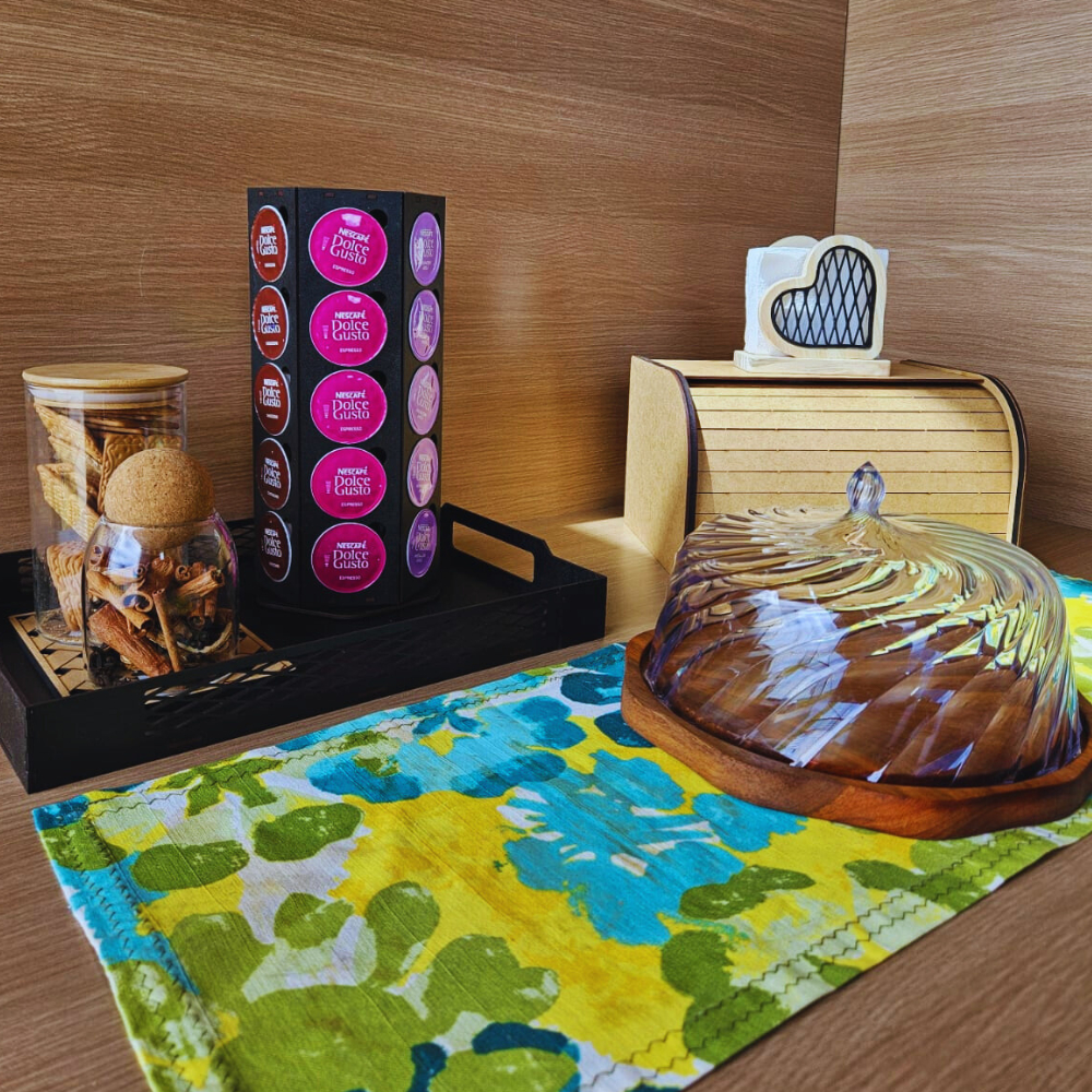 Porta Pão Cesto de Pão Bolacha Organização Tampa Retrátil Cozinha Compacta Decoração Funci...